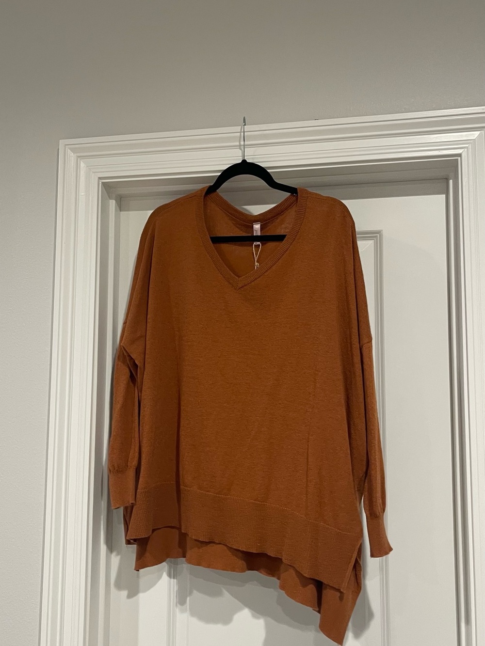 Relaxed V-Neck Sweater in Burnt Orange